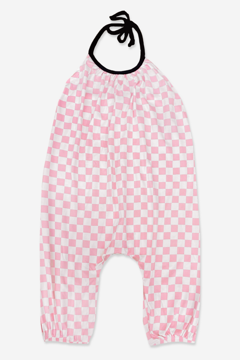 Simply Soft Halter Jumpsuit - Pink Checkers
