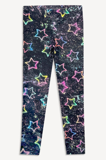 Brushed High Shine Long Legging – Cosmic Neon Stars
