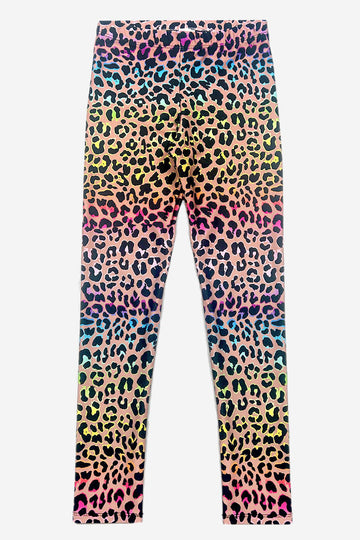 High Shine Long Legging - Leopard Neon Rainbow