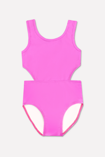 High Shine Cutout One Piece Swimsuit - Barbie Pink
