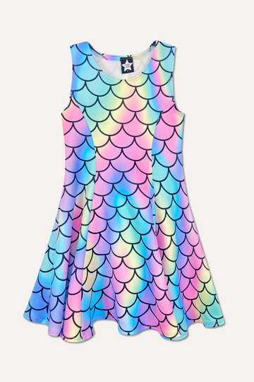 Sleeveless Twirl Dress - Holographic Mermaid