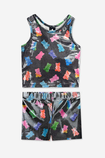 High Shine Cropped Racerback Tank & Tumble Short