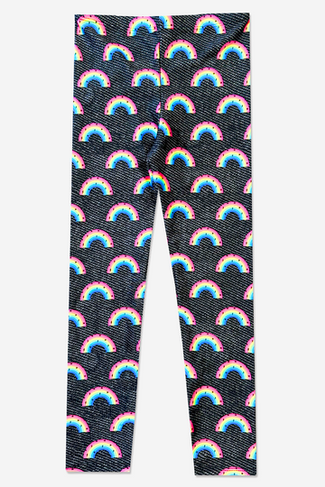 High Shine Long Legging - Black Denim Rainbows