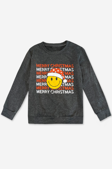 Long Sleeve Crew Sweatshirt - Charcoal Christmas