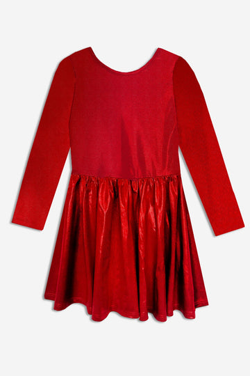 Long Sleeve Cross-Back Be Happy Dress - Red Foil