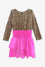 Simply Soft Long Sleeve Smocked Skirt Dress - Leopard Neon Pink Liquid