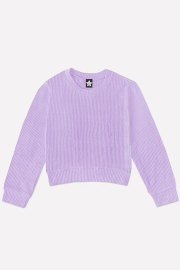 Luxe Ribbed Cropped Crew Sweatshirt - Pop Lilac