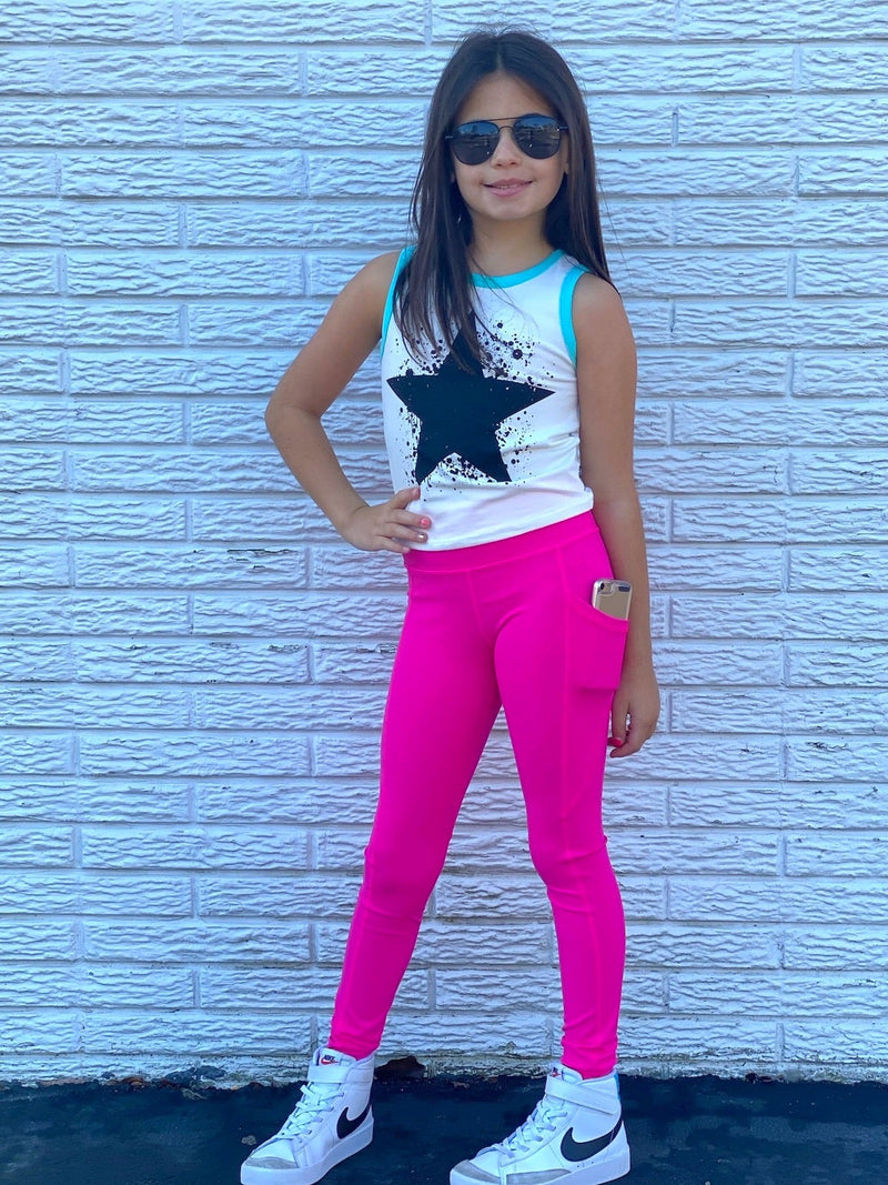 French-cut High-waisted Leggings In Bright Pink