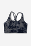 Women's Matte Flex Sports Bra 4 Strap Crossback - Black Grey Tie Dye