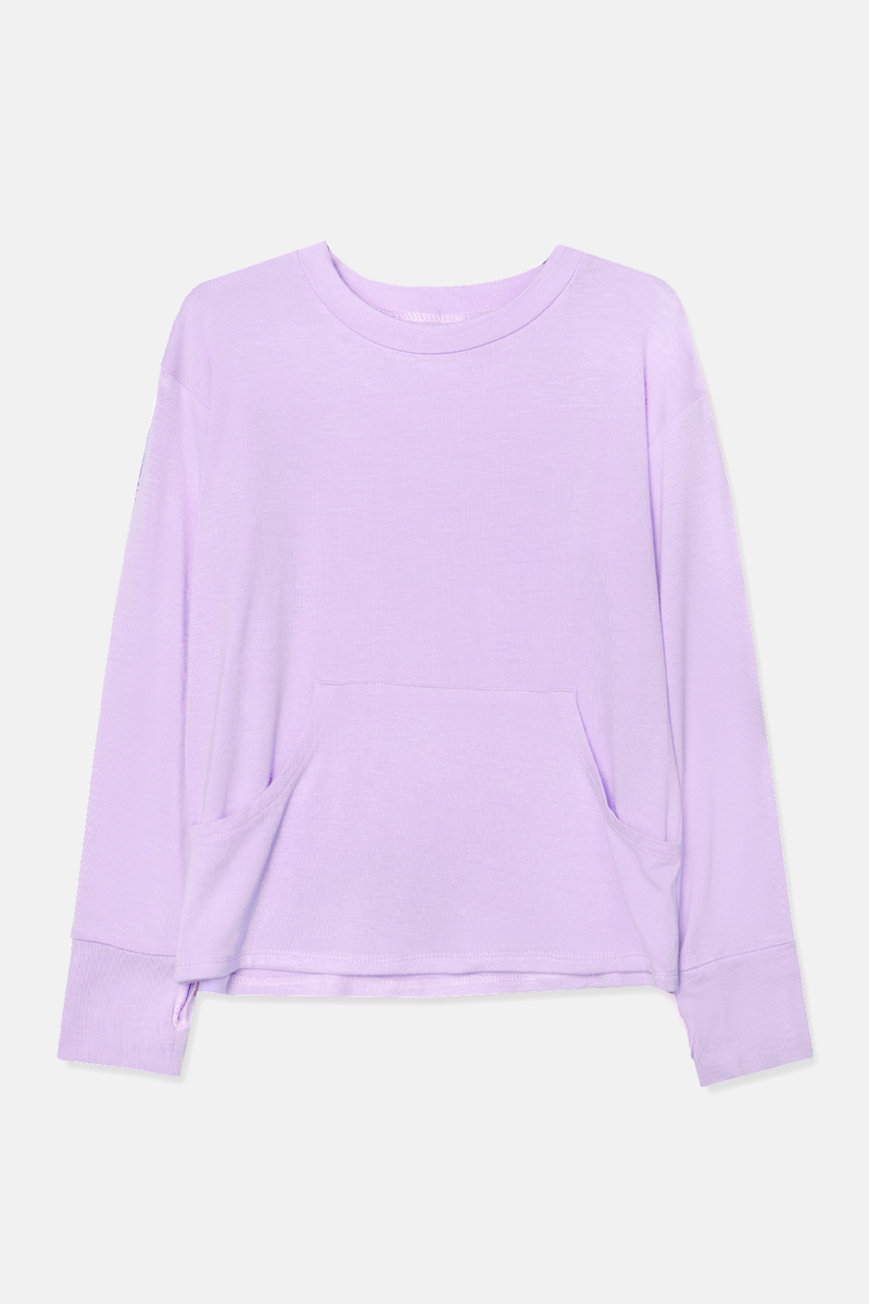 Modal Long Sleeve Pocket Tee - Amethyst