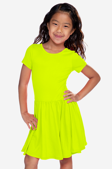 Simply Soft Short Sleeve Be Happy Dress - Neon Lemon Lime PRE-ORDER SHIPPING STARTS 5/07