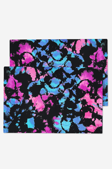 Pillowcases - Black Blue Pink Reverse Tie Dye