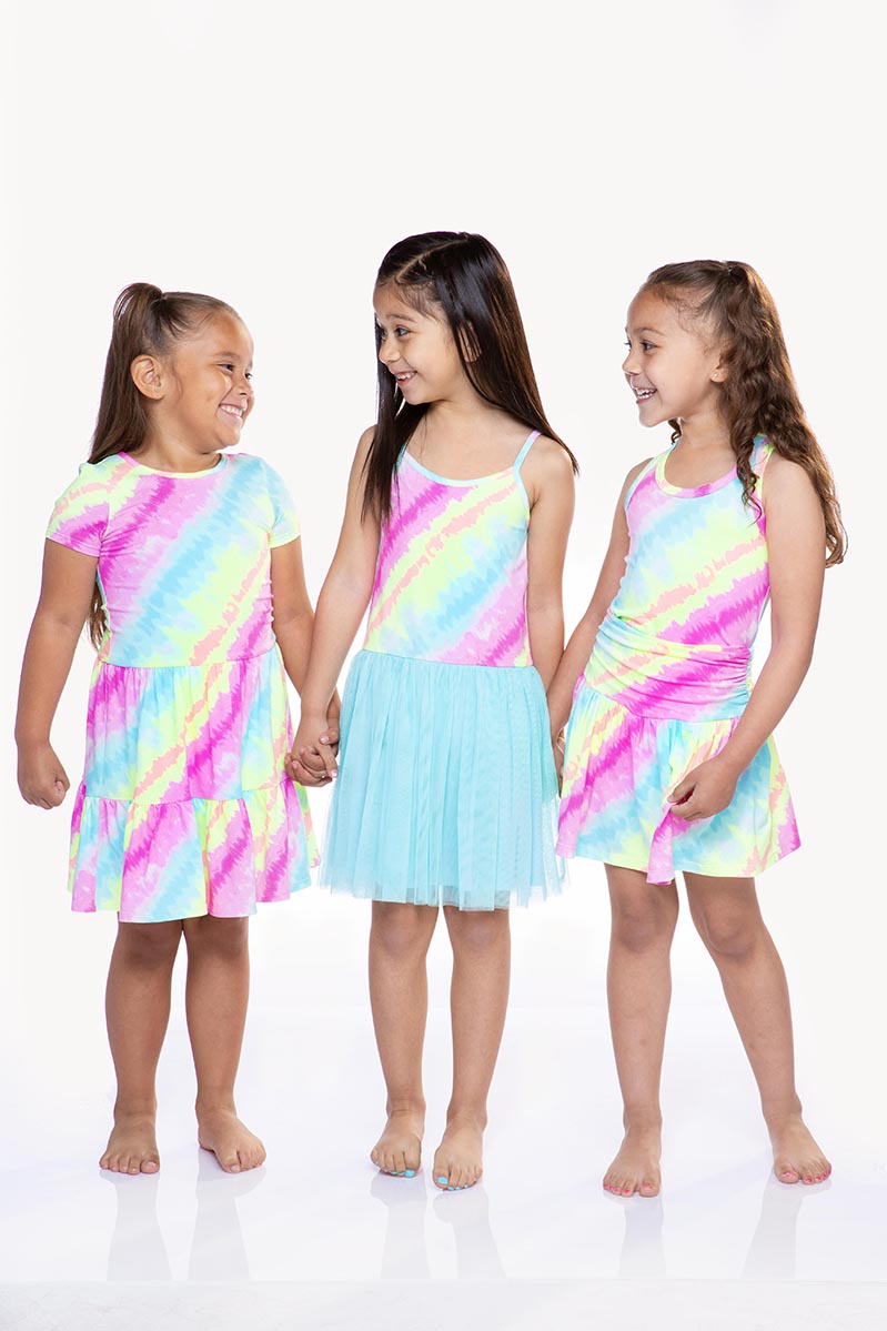 Simply Soft Strappy Be Happy Tulle Dress - Rainbow Sherbet Batik