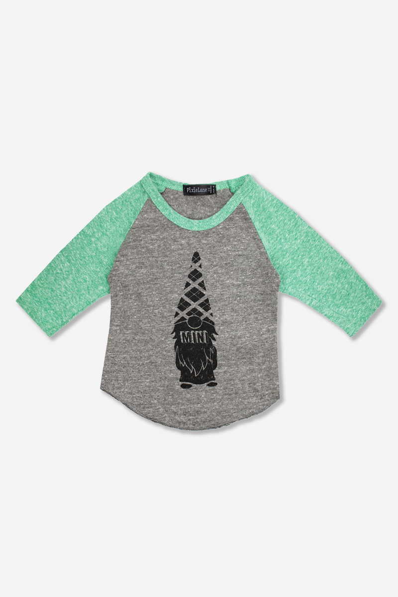 Raglan Graphic Top - Grey/Green Gnome “Mini”
