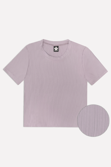 Ribbed Modal Short Sleeve Fitted Tee - Purple Dove