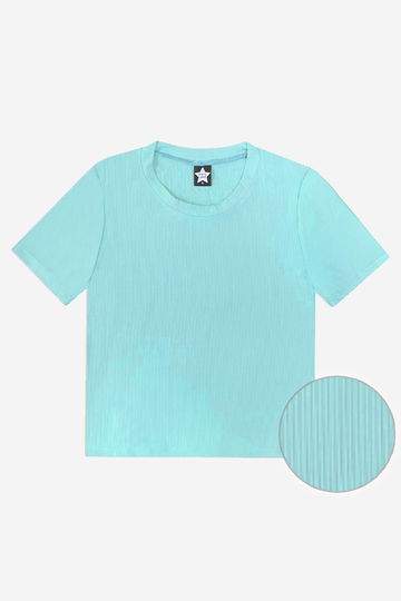 Ribbed Modal Short Sleeve Fitted Tee - Seafoam