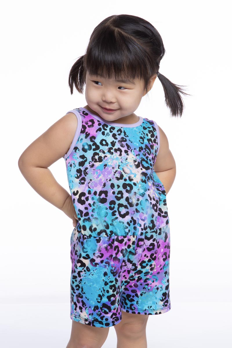 Simply Soft Baby Short Romper - Orchid Spray Paint Leopard