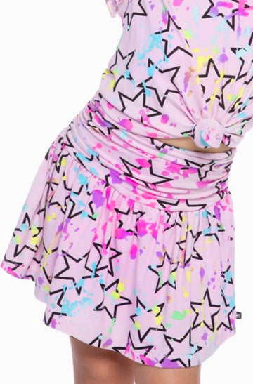 Simply Soft Shirred Waist Skort - Blush Splatter Star
