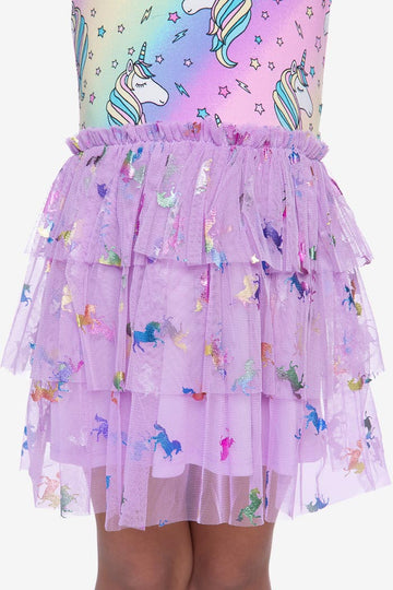 Simply Soft Flutter Sleeve Tiered Tulle Dress - Ombre Unicorn Tulle