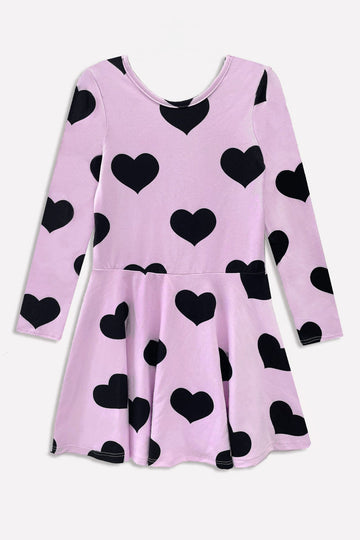 Simply Soft Long Sleeve Skater Dress - Sweet Pea Black Hearts