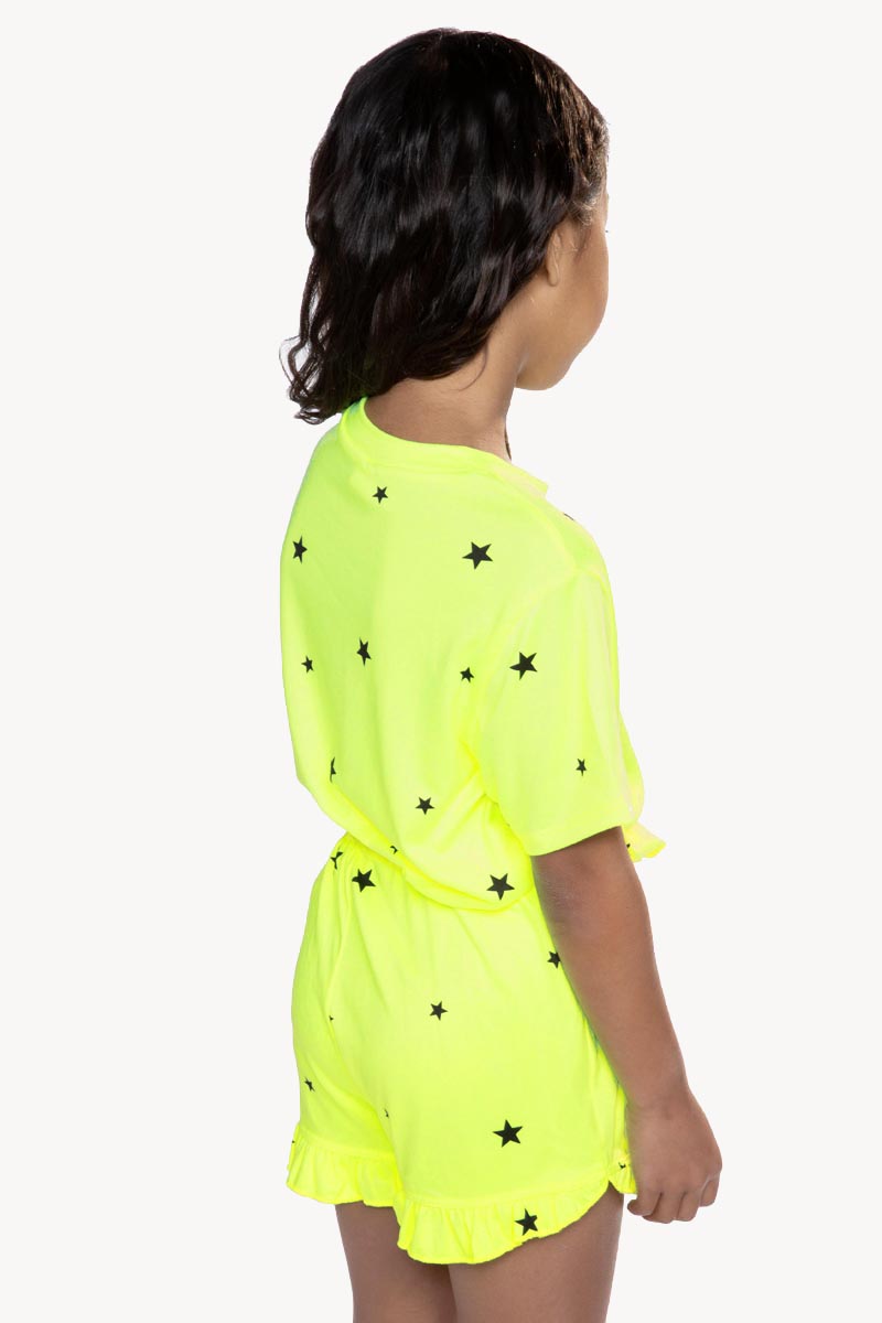 Simply Soft Short Sleeve Easy Tee - Neon Lemon Lime Stars