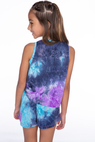Simply Soft Dolphin Short - Purple Turquoise Tie Dye