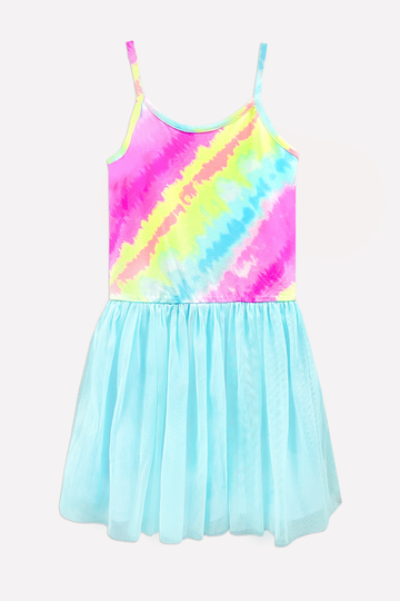 Simply Soft Strappy Be Happy Tulle Dress - Rainbow Sherbet Batik