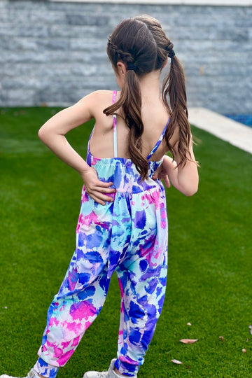 Simply Soft Strappy Tank Jumpsuit - Spring Watercolor Tie Dye