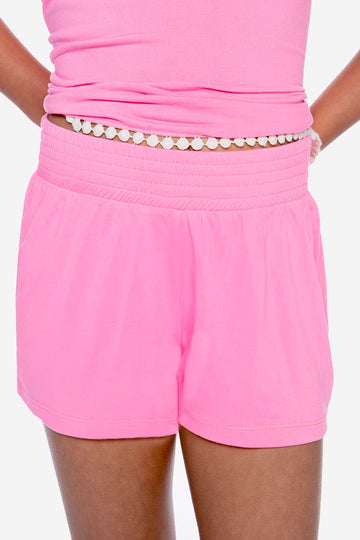 Simply Soft Smocked Short - Neon Barbie Pink