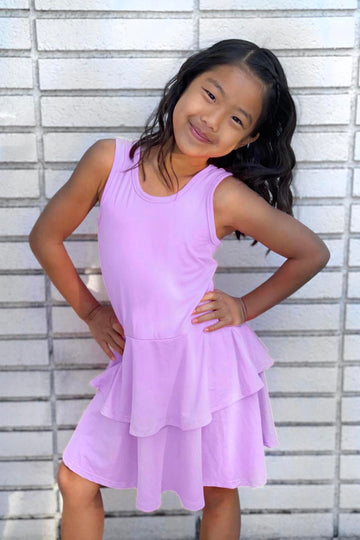 Simply Soft Tank Ruffle Skirt Dress - Candy Pink Lilac