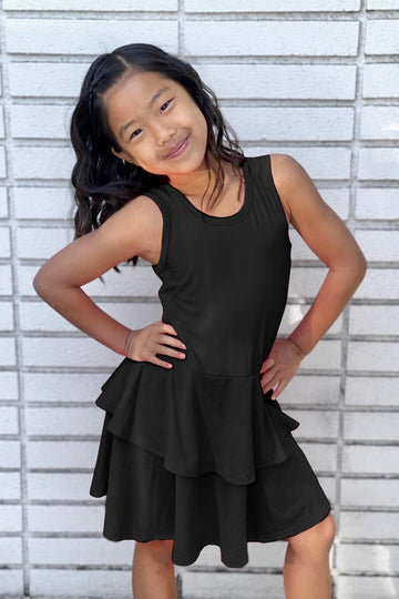 Simply Soft Tank Ruffle Skirt Dress - Black