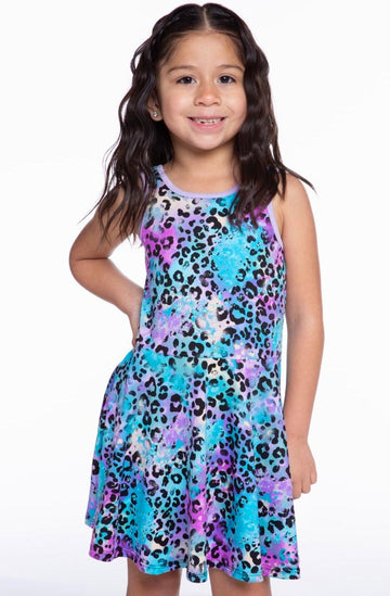 Simply Soft Tank Skater Dress - Orchid Spray Paint Leopard