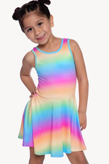 Simply Soft Tank Skater Dress - Rainbow Ombré