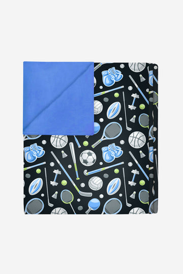 Simply Soft Reversible Blanket - Black Multi Sports - NEW!