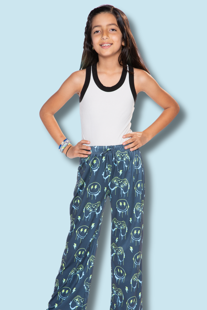 Simply Soft Karate Pant - Blue Video Game Smile