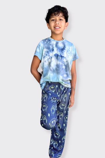 Simply Soft Karate Pant - Blue Video Game Smile