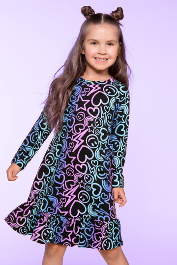 Simply Soft Long Sleeve Ruffle Nightgown - Ombre Doodles