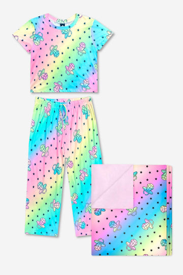 Pack Simply Soft S/S Wide Leg Lounge Set & Blanket