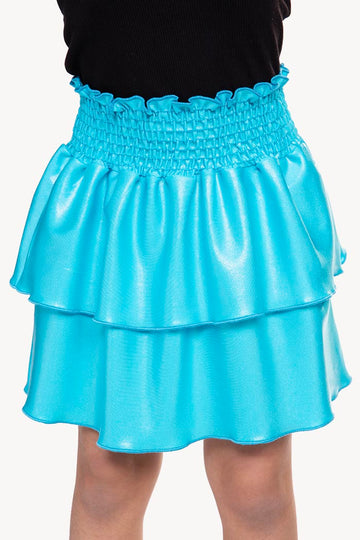 Sleeveless Ribbed Racerback Smocked Skirt Dress - Azure Dream Glitter
