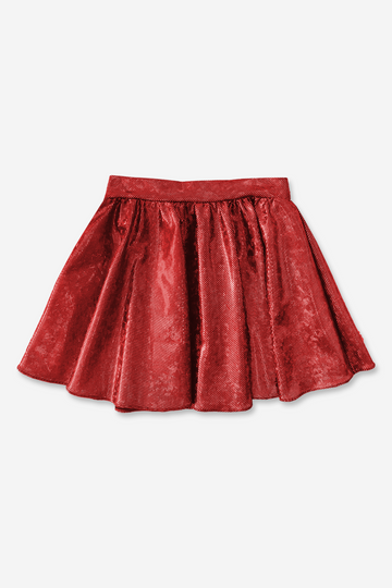 Shirred Skater Skirt - Red Black Glitter