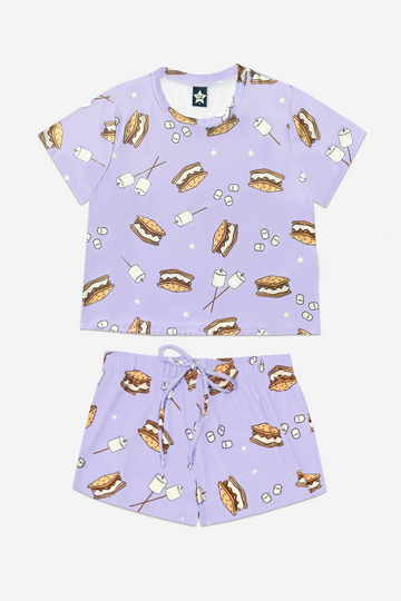 Simply Soft Short Sleeve Easy Tee & Dolphin Short - Lilac S'mores