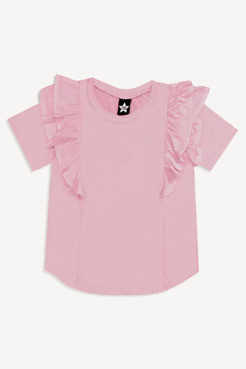 Modal Short Sleeve Ruffle Tee - Petal Pink