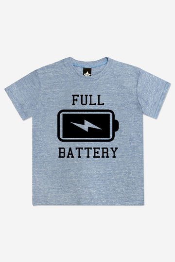 Tri-Blend Short Sleeve Graphic Tee - Heather Blue Full Battery PRE-ORDER SHIPPING STARTS 9/15