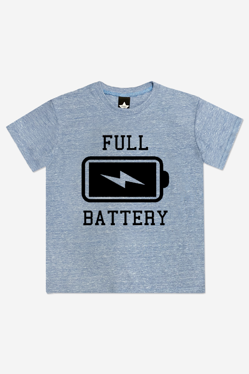 Tri-Blend Short Sleeve Graphic Tee - Heather Blue Full Battery