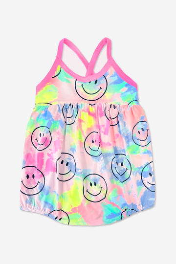 Simply Soft Baby Bubble Romper - Neon Rainbow Smiley
