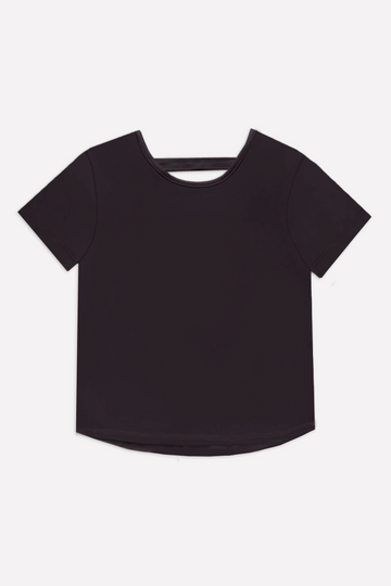Simply Soft Bar-Back Shirttail Top - Black
