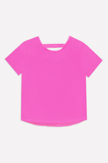 Simply Soft Bar-Back Shirttail Top - Neon Fuchsia Pink