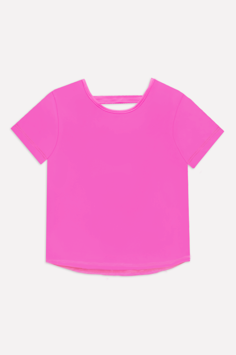 Simply Soft Bar-Back Shirttail Top - Neon Fuchsia Pink