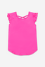 Simply Soft Flutter Sleeve Cross-Back Shirttail Top - Hot Pink