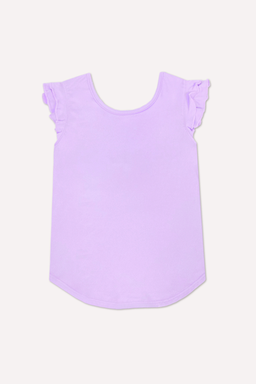 Simply Soft Flutter Sleeve Cross-Back Shirttail Top - Lavender